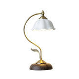 Vintage Table Lamp  Ceramic Shade with Wood Base - Product detail 11