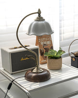 Vintage Table Lamp  Ceramic Shade with Wood Base - Product detail 8