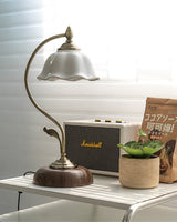Vintage Table Lamp  Ceramic Shade with Wood Base - Product detail 7