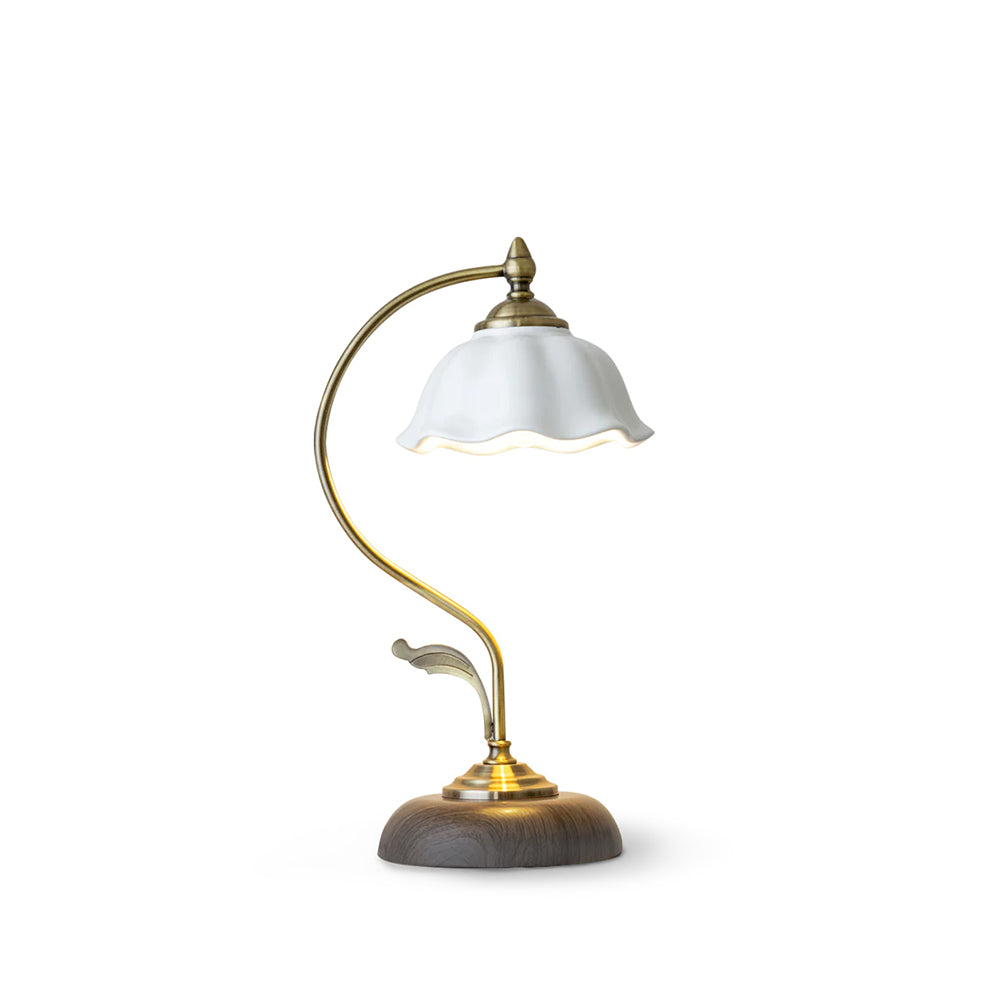 Vintage Table Lamp  Ceramic Shade with Wood Base - Product detail 12