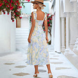 Summer Floral Midi Dress  Tie-Shoulder Pastel Print - Product detail 5