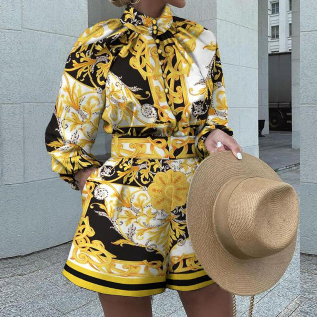 Vintage Floral Romper  Paisley Print High Neck Design - Product detail 9