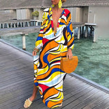 Boho Summer Maxi Dress  Green Abstract Print Design - Product detail 11