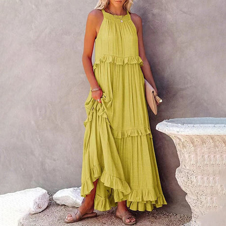 Layered Maxi Dress  Ruffled Halter Neck Design - Product detail 12