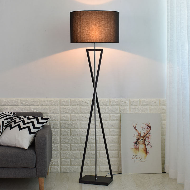Modern Floor Lamp  Black Metal Frame with Linen Shade - Detailed view