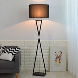Modern Floor Lamp  Black Metal Frame with Linen Shade - Detailed view
