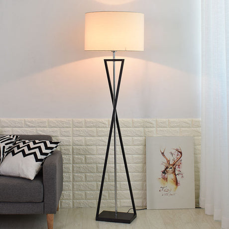 Modern Floor Lamp  Black Metal Frame with Linen Shade - Product example