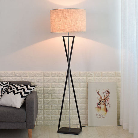 Modern Floor Lamp  Black Metal Frame with Linen Shade - Product detail 5