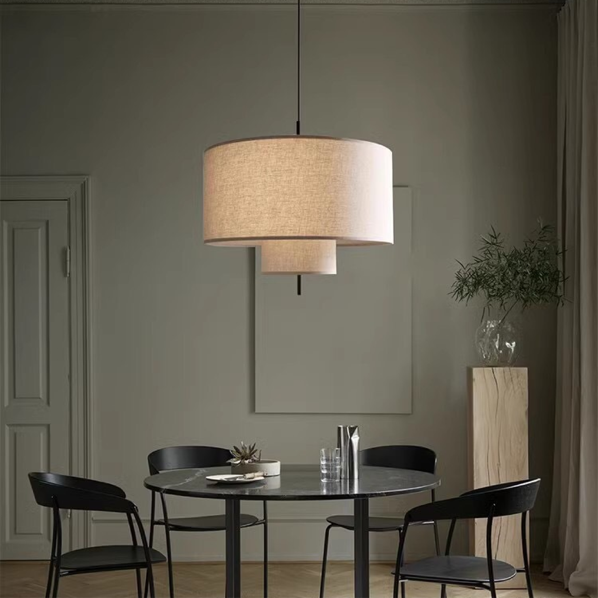 Modern Pendant Light  Double Layer Linen Shade - Product example