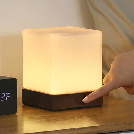 Nordic LED Table Lamp  Minimalist Cube Design With Wooden Base - Product detail 10