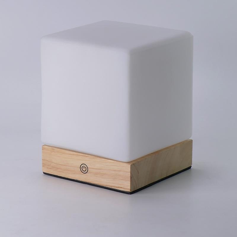 Nordic LED Table Lamp  Minimalist Cube Design With Wooden Base - Product detail 6