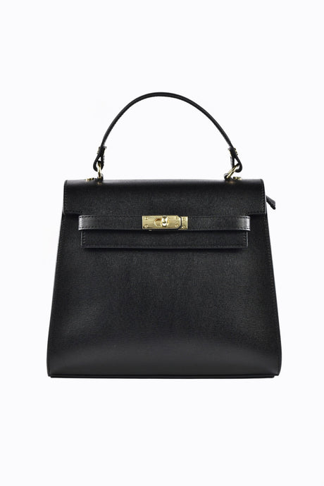 Structured Leather Handbag  Saffiano Top Handle Design - Product showcase