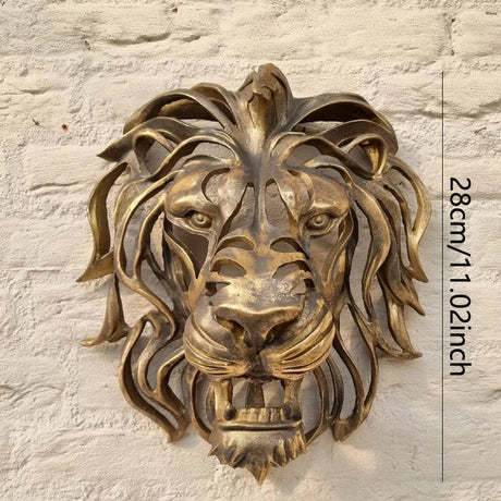 Lion Head Wall Sculpture  Gold Resin Animal Art - Product detail 8
