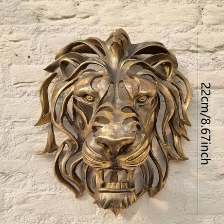 Lion Head Wall Sculpture  Gold Resin Animal Art - Product detail 7