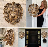 Lion Head Wall Sculpture  Gold Resin Animal Art - Product detail 6