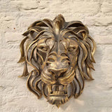 Lion Head Wall Sculpture  Gold Resin Animal Art - Product example