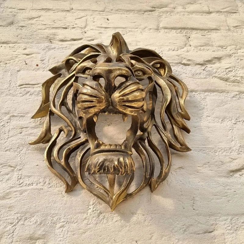 Lion Head Wall Sculpture  Gold Resin Animal Art - Product detail 4