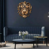 Lion Head Wall Sculpture  Gold Resin Animal Art - Product showcase