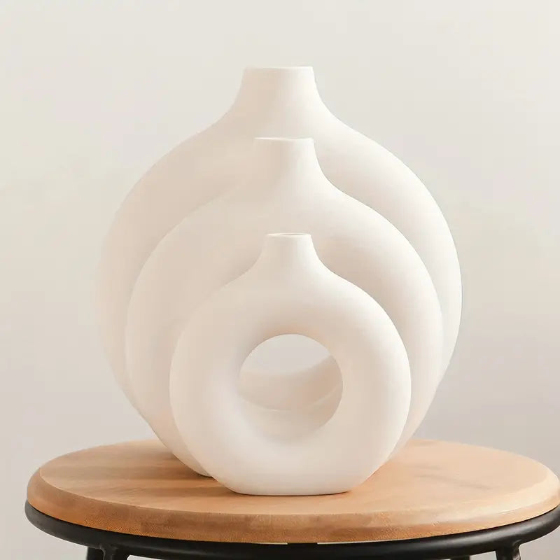 Modern Ceramic Vase Set  Hollow Circle Design - Product detail 10
