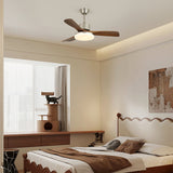 Modern Wooden Ceiling Fan  Brushed Nickel LED Light Kit - Detailed view