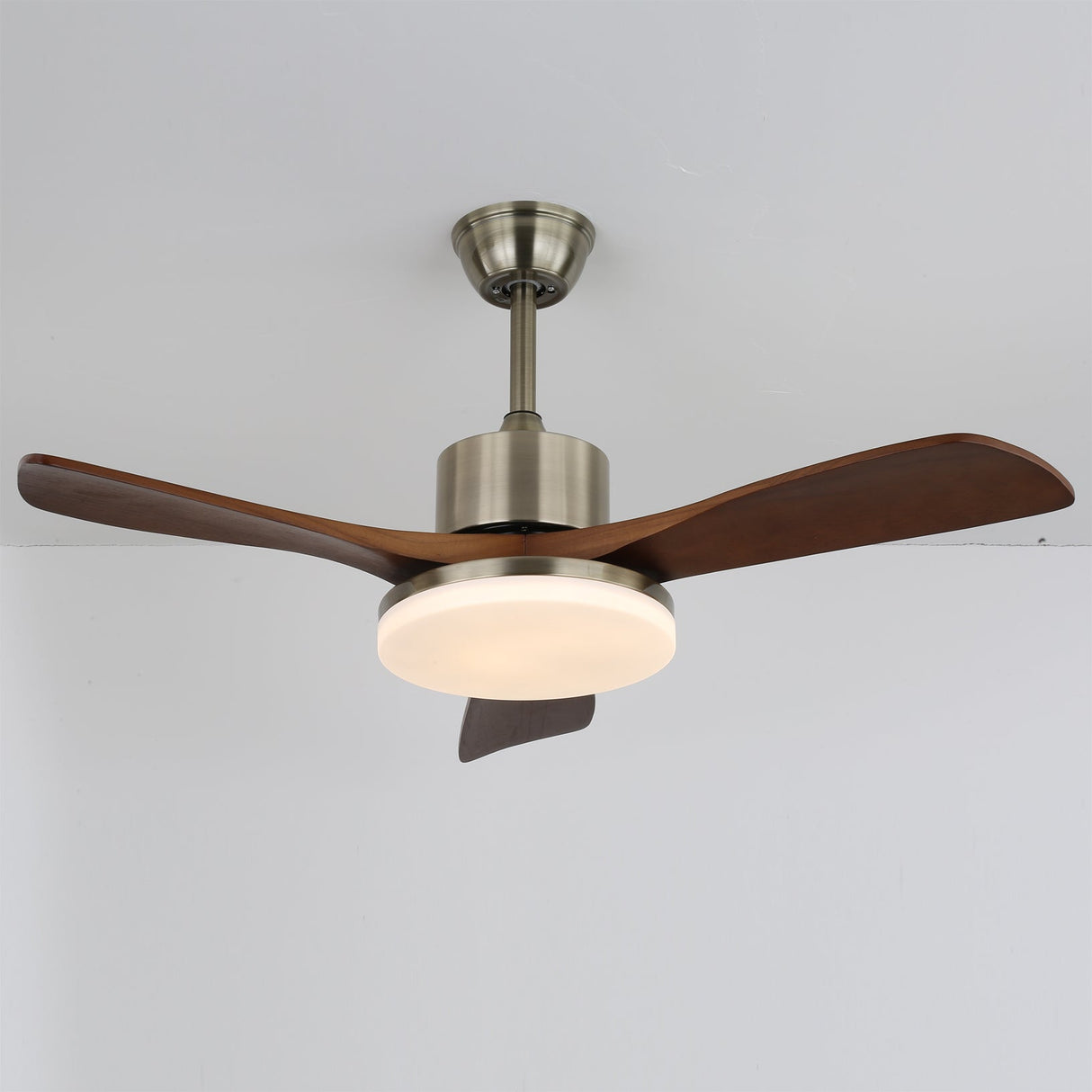 Modern Wooden Ceiling Fan  Brushed Nickel LED Light Kit - Product detail 9