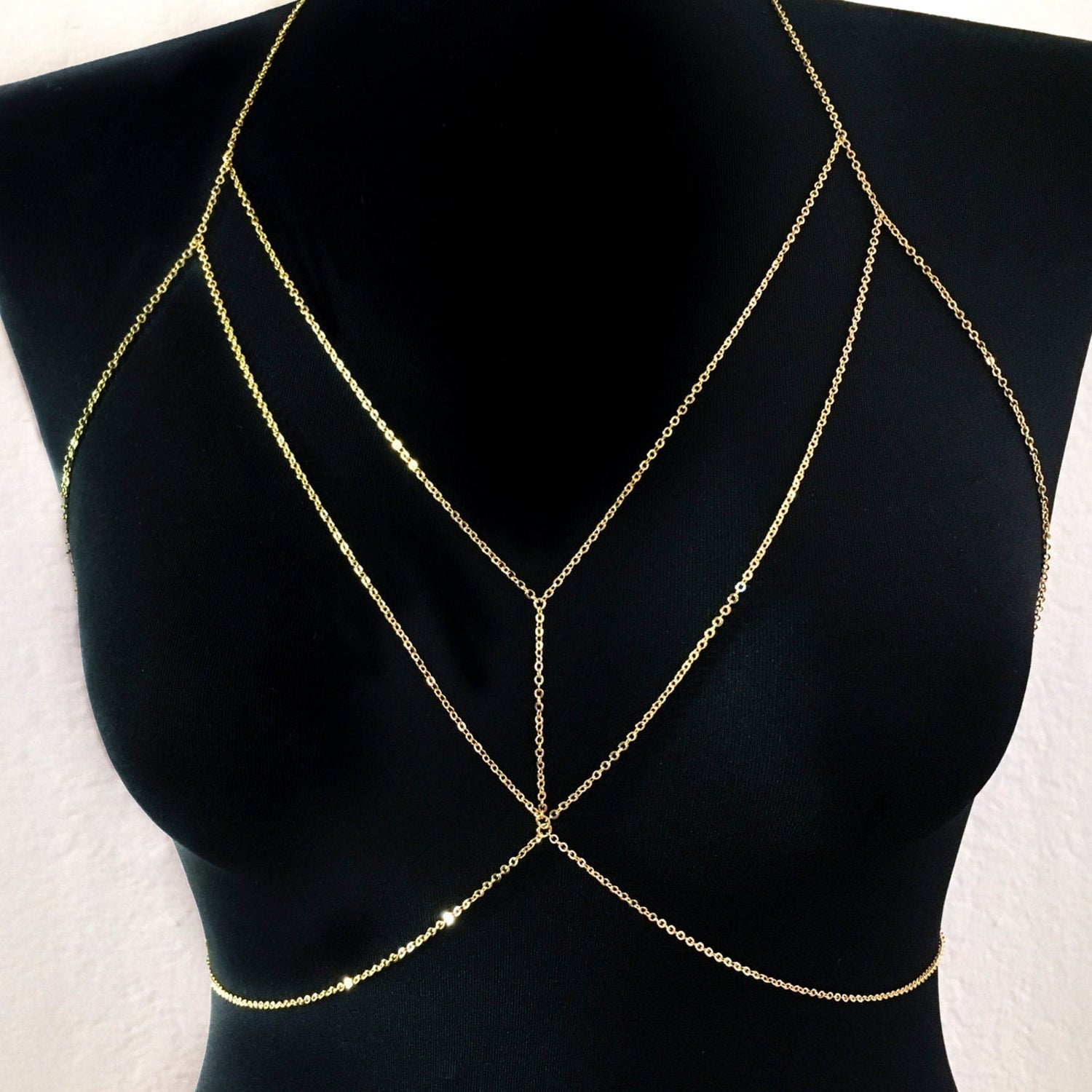 Gold Body Chain  Layered Chest and Neck Design - Product detail 4