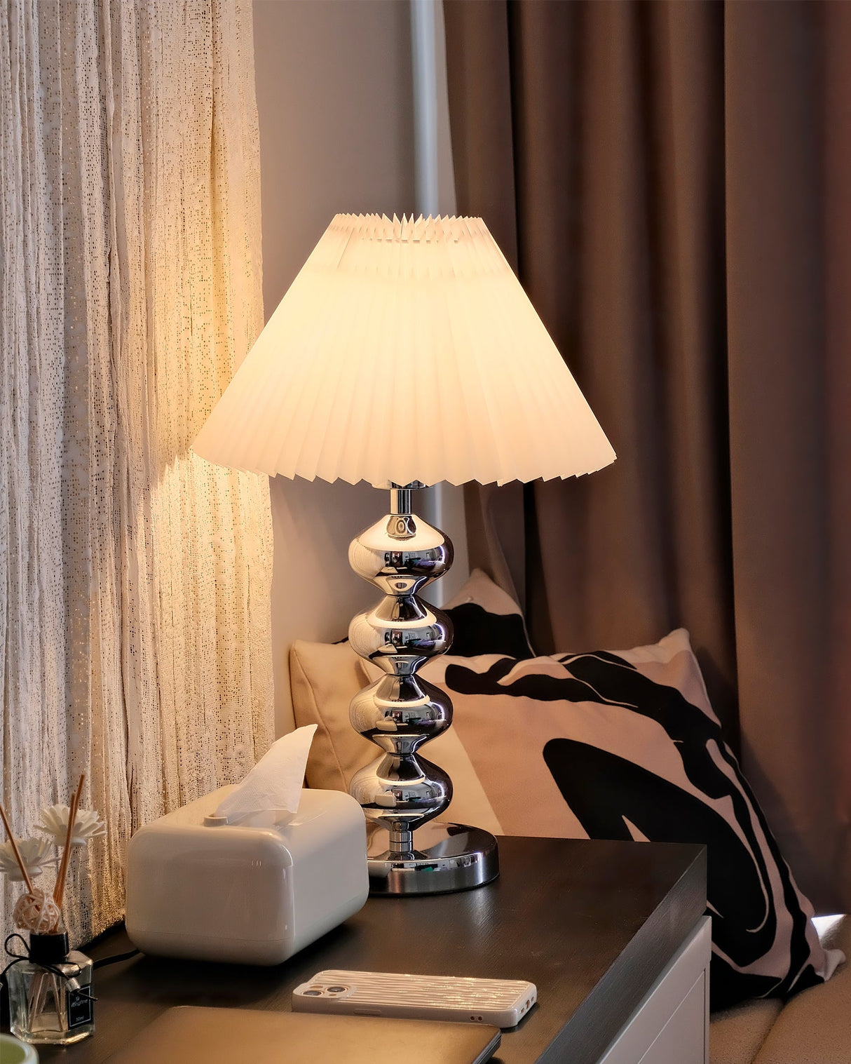 Modern Table Lamp  Chrome Stacked Spheres Base - Product detail 21