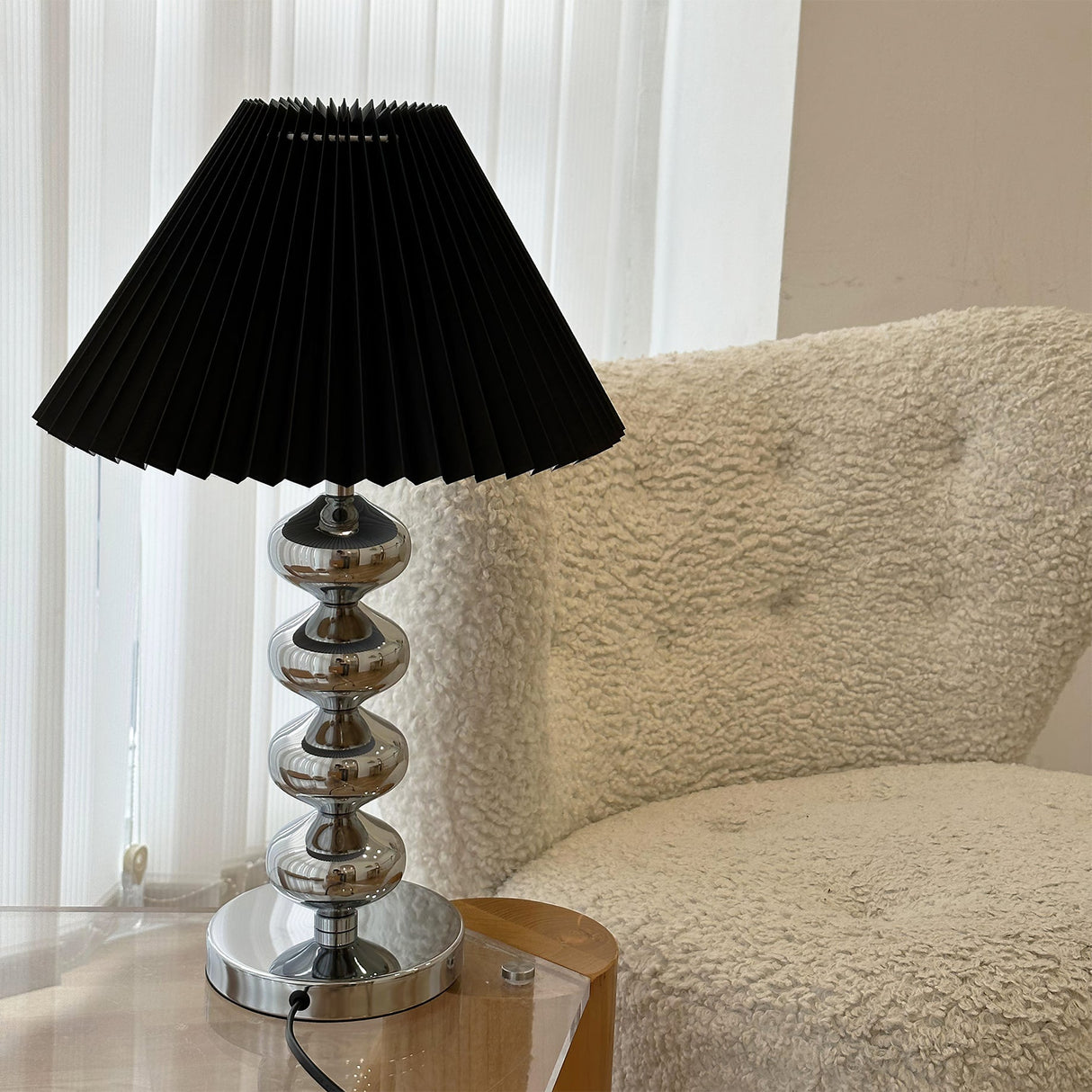 Modern Table Lamp  Chrome Stacked Spheres Base - Product detail 5