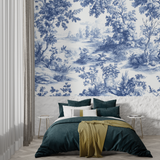 Vintage Mural Wallpaper | Blue and White Toile de Jouy Landscape