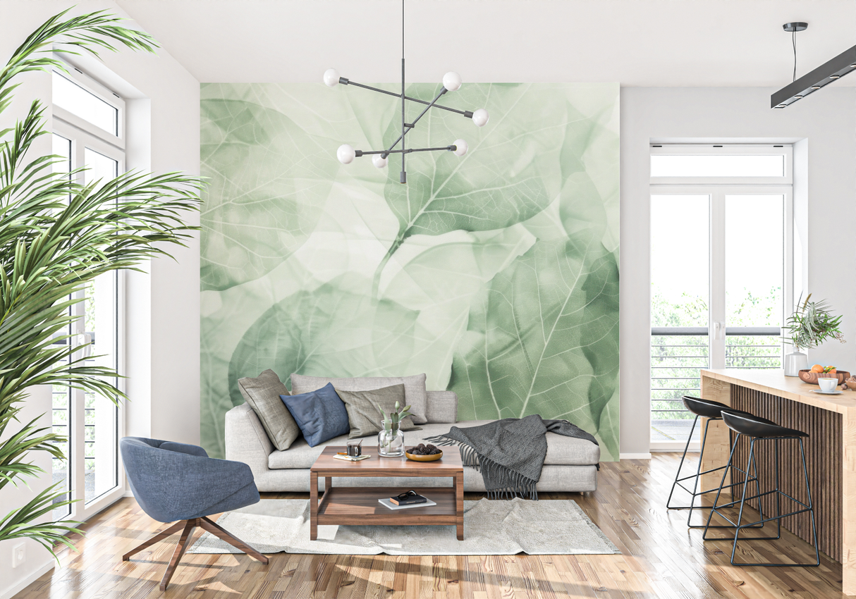Foliage Mural Wallpaper | Ethereal Green Leaves Design