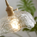 Green Glass Pendant Light  Rippled Brass Fixture - Product detail 9