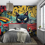 Street Art Mural Wallpaper | Urban Graffiti with Classic Car