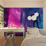 Gamer Mural Wallpaper | Futuristic Robot in Neon City