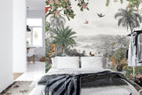 Tropical Paradise Mural Wallpaper | Vintage Birds and Butterflies Design
