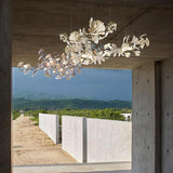 Ginkgo Leaf Chandelier  Brass and White Floral Design - Product detail 5