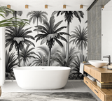 Tropical Mural Wallpaper | Black and White Palm Leaves Design