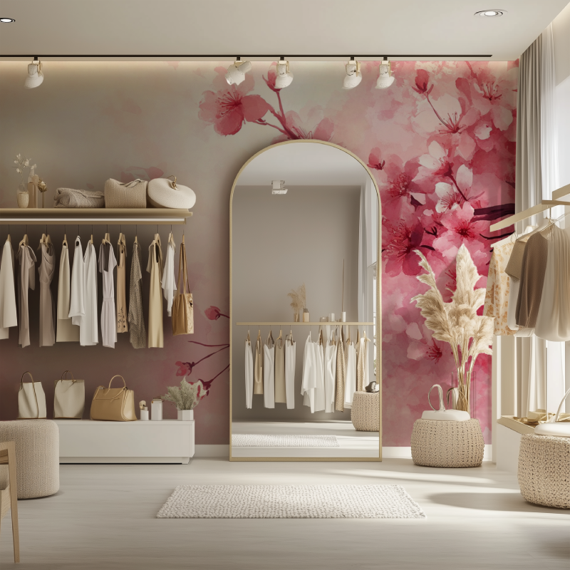 Cherry Blossom Mural Wallpaper | Japanese Watercolor Design