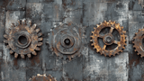 Industrial Mural Wallpaper | Vintage Steel and Gears Design