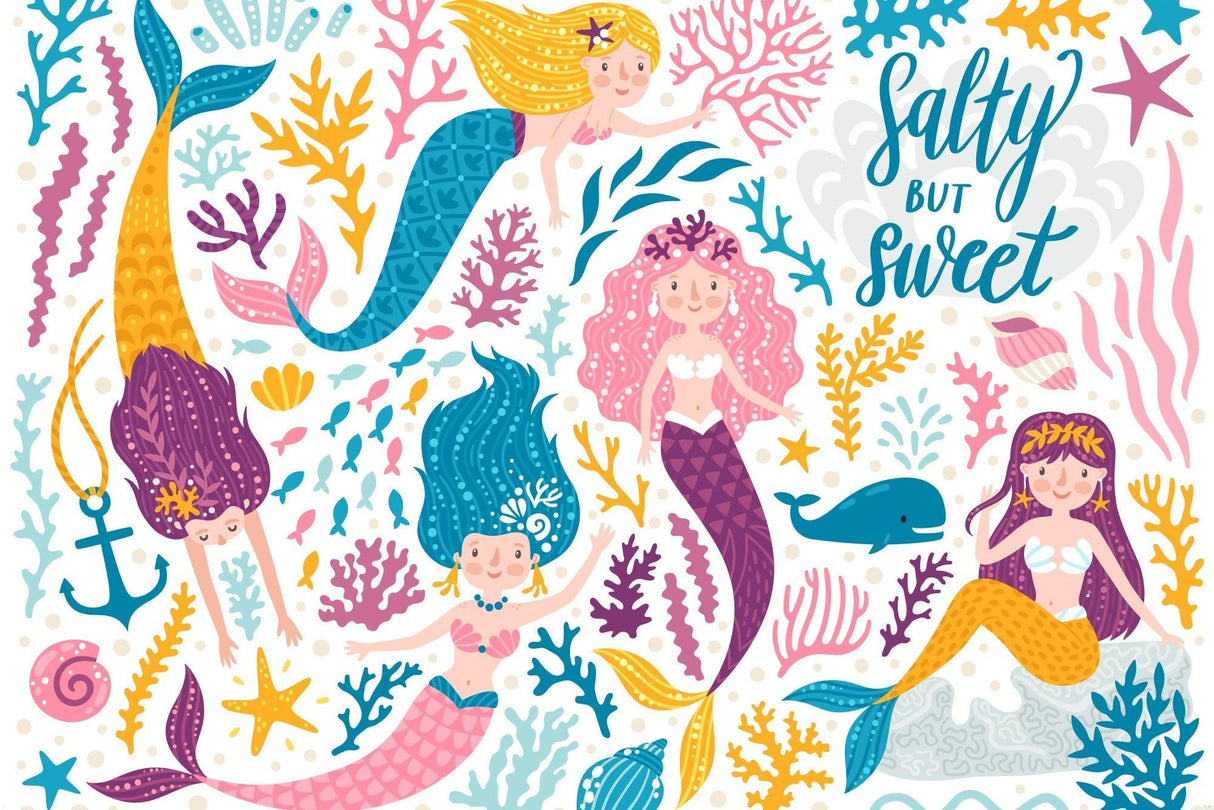 Mermaid Mural Wallpaper | Underwater Fantasy with Coral Reef