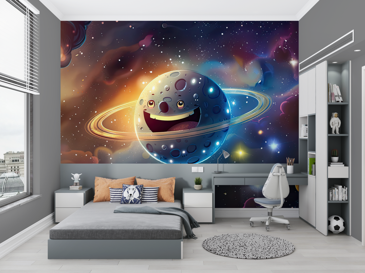 Space Mural Wallpaper | Happy Planet Galaxy Design