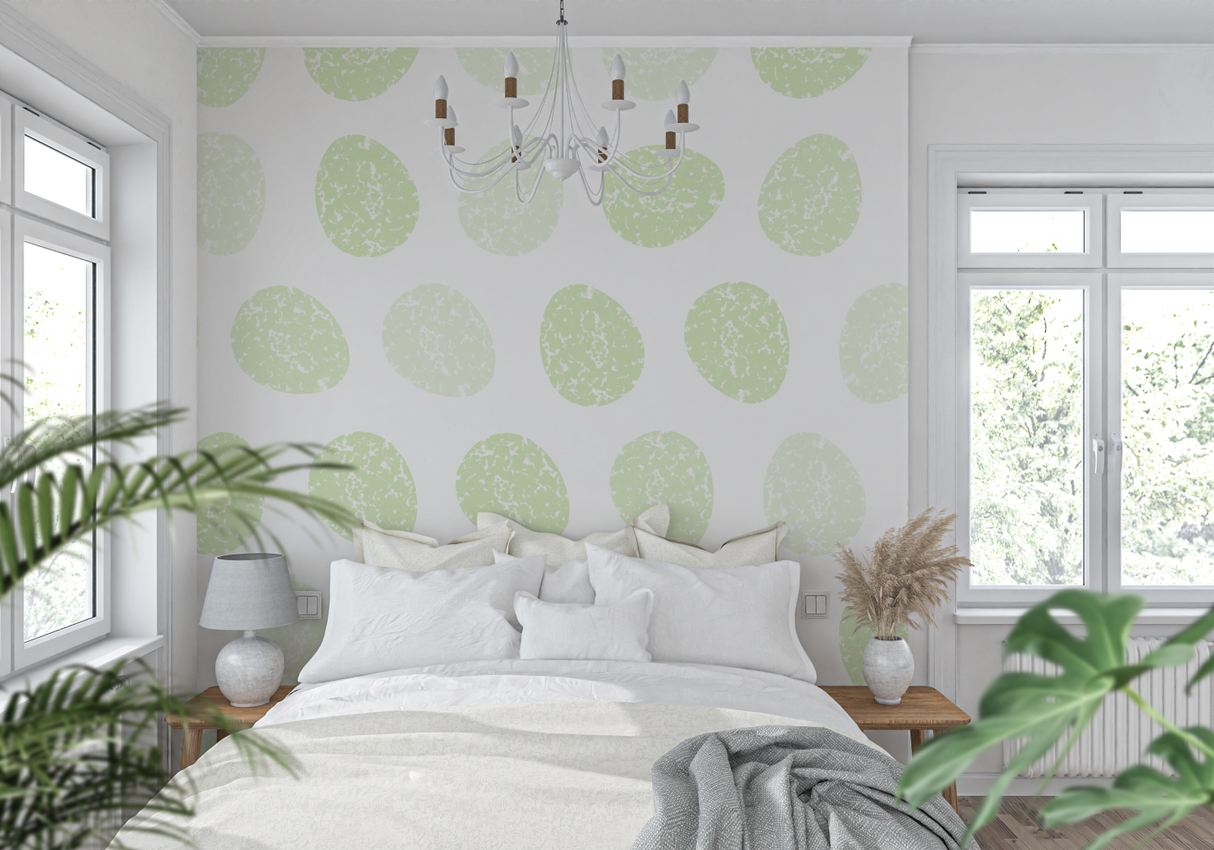 Geometric Mural Wallpaper | Soft Green Circles Pattern