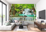 Waterfall Mural Wallpaper | Turquoise Forest Paradise