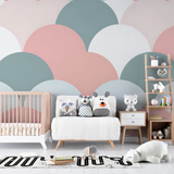 Geometric Mural Wallpaper | Pastel Scallop Pattern