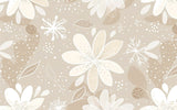 Floral Mural Wallpaper | Elegant Beige Snowflake Design