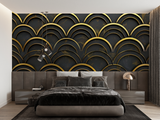 Art Deco Mural Wallpaper | Black and Gold Geometric Arches