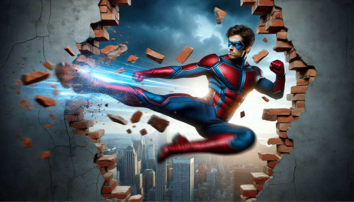 Superhero Mural Wallpaper | Dynamic 3D Action Design