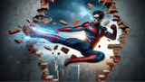 Superhero Mural Wallpaper | Dynamic 3D Action Design