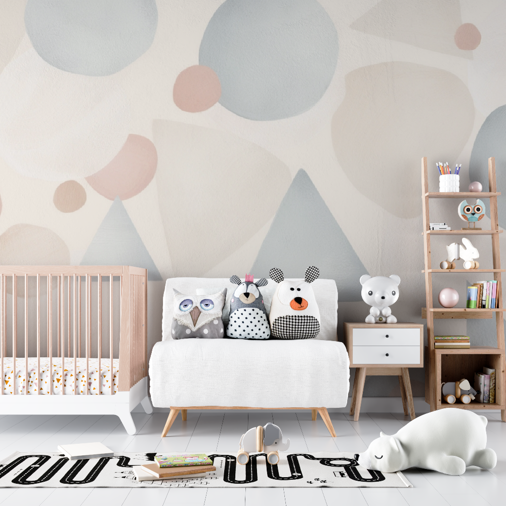 Geometric Mural Wallpaper | Pastel Scandinavian Design