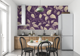 Floral Mural Wallpaper | Elegant Purple With Cream Leaves