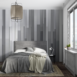 Geometric Mural Wallpaper | Modern Grey Gradient Stripes